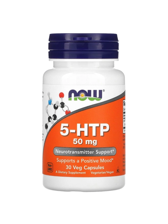 NOW Foods, 5-Гидрокситриптофан (5-HTP), 50 мг, 30 растительных капсул