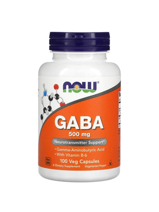 NOW Foods, GABA B6 vitamini bilan, 500 mg, 100 kapsulalar