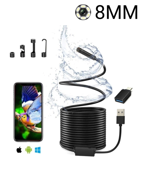USB endoskop, Android, Windows uchun, 8 mm va 5.5 mm kamera, LED yoritgich, suv o‘tkazmas - 