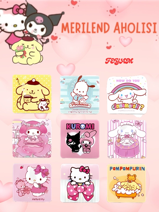 Kuromi Sanrio nakleykalar, 9 dona asartiment to'plam va rullon stikerlar - 