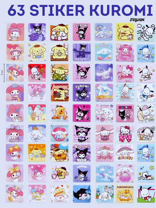 Kuromi Sanrio nakleykalar, 9 dona asartiment to'plam va rullon stikerlar - 