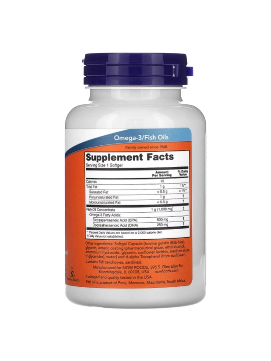 NOW Foods, Ultra Omega-3, baliq yog’i, 90 kapsulalar