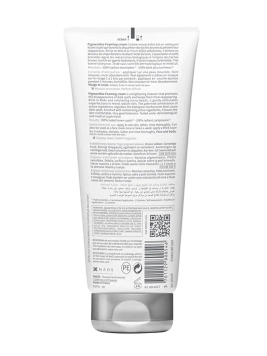 Pigmentbio teri pigmentatsiyasiga qarshi tiniqlashtiruvchi tozalovchi krem, 200 ml