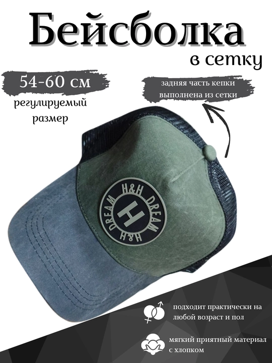 Кепка сетчатая, бейсболка, унисекс