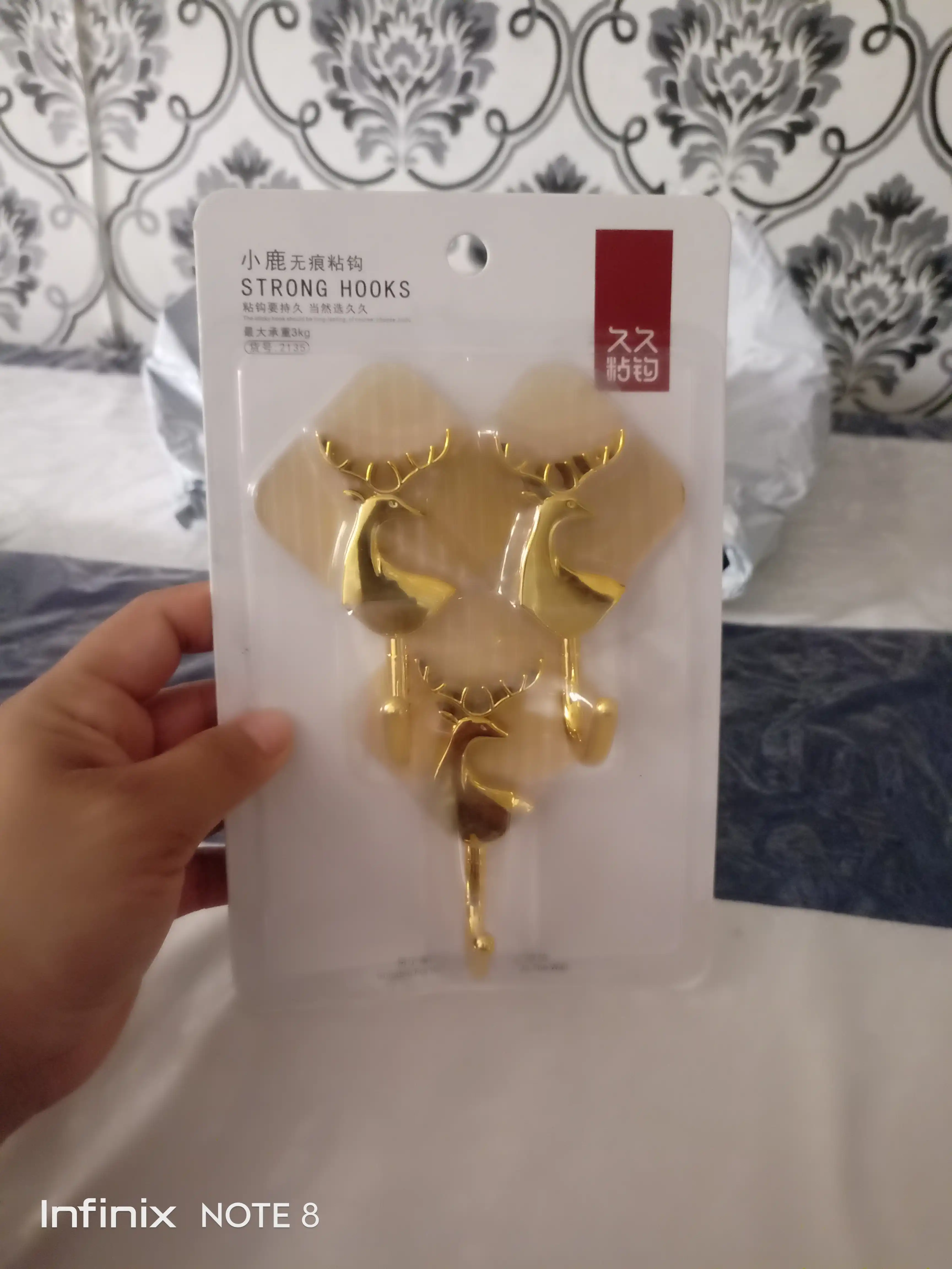 O‘zi yopishqoq devor ilgichlar, burg‘ilashsiz, 3/4 dona, oshxona va hammom uchun