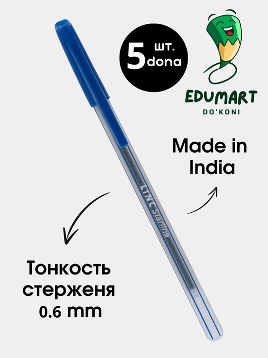 Sharikli ruchkalar Linc STARLINE, ko'k, 0.6 mm, 5 dona - 
