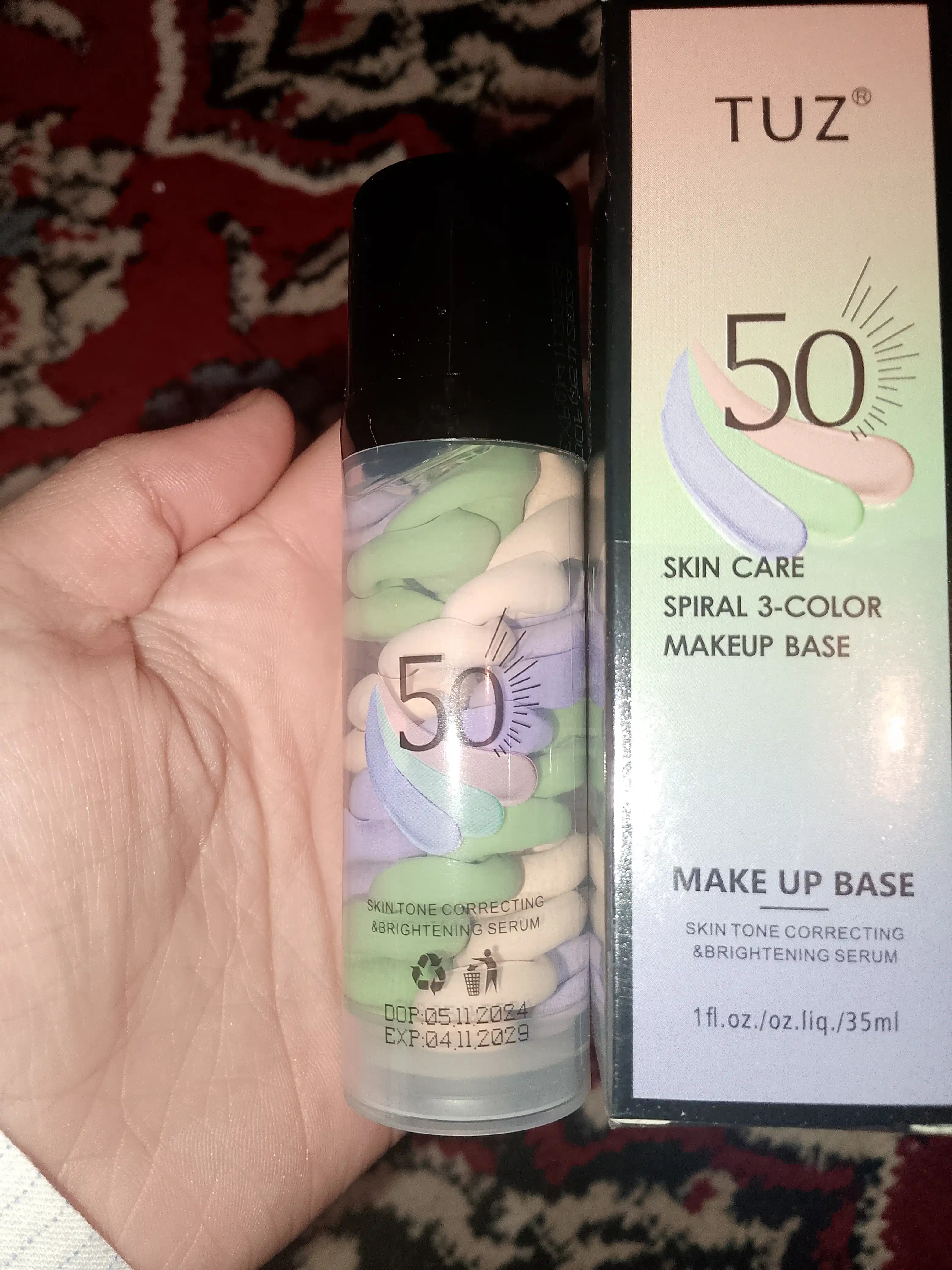 Uch rangli makiyaj uchun TUZ 50 bazasi, yuz praymeri, yuz bo'yanish bazasi, 35 ml