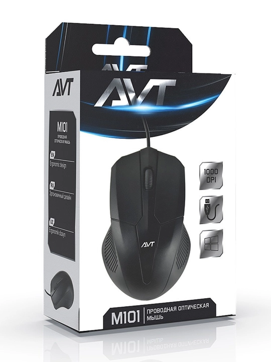 Проводная мышь, для дома и офиса, AVT M101 для ПК, 1000 DPI