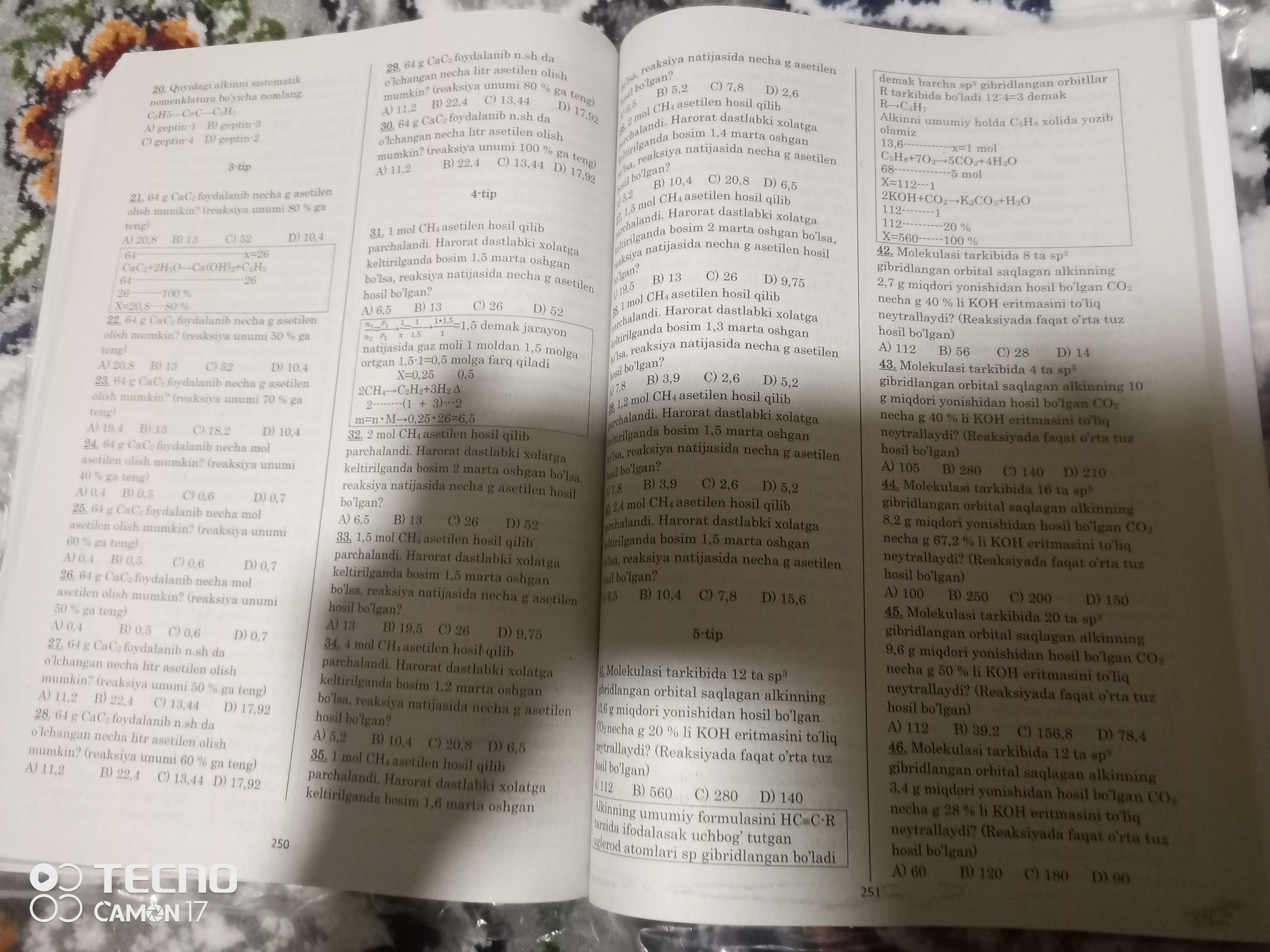 Kimyo noldan mavzulashtirilgan to'plam, test kitobi, o'qish