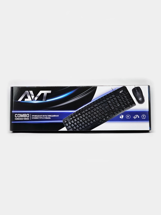 Комплект клавиатура + мышь, AVT Combo KBM300 + M100, USB, черная