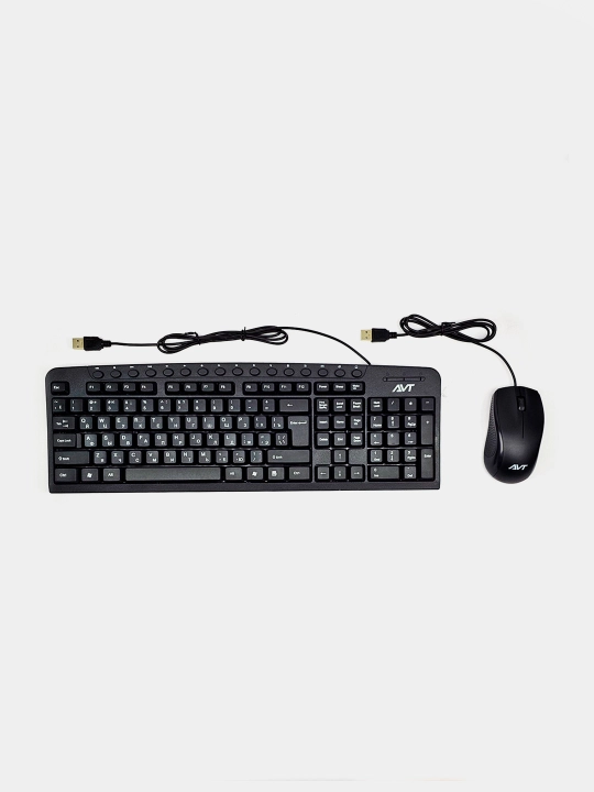 Комплект клавиатура + мышь, AVT Combo KBM300 + M100, USB, черная