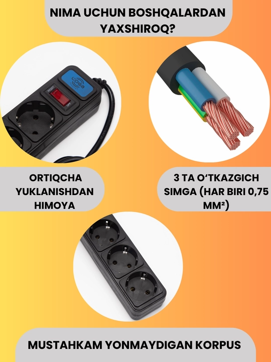 Сетевой фильтр, пилот, удлинитель LOGA, с выключателем, 5 розеток, 1.8 м, 3 м, 4.5 м
