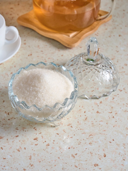 Сахарница стеклянная, прозрачная