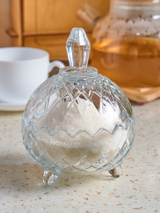 Сахарница стеклянная, прозрачная