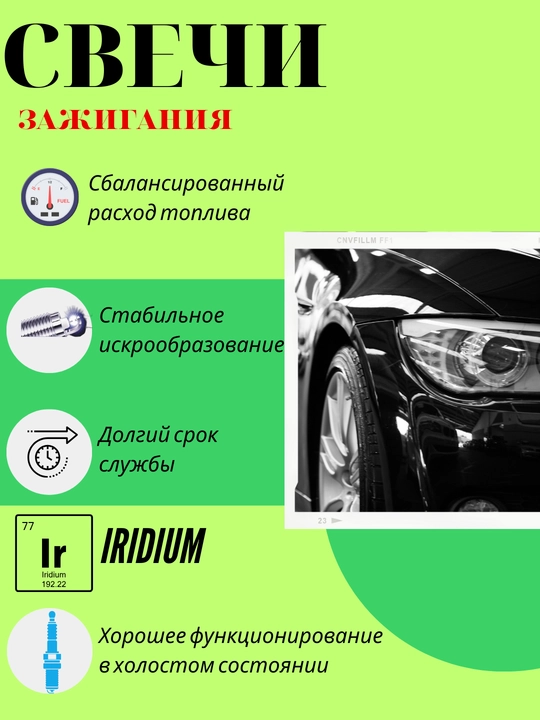 Автомобильная свеча для машин MALIBU, CAPTIVA, EPICA - IRIDIUM, 4 шт