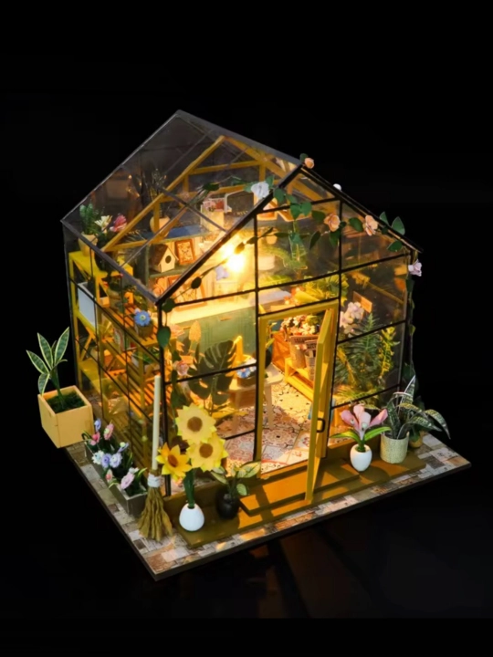 Пазл Солнечный Цветочный Дом DIY Nook 3D, деревяный с лампой - 