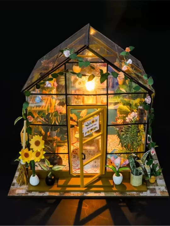 Pazl Sunshine Flower House DIY Nook 3D, yogochli-lampa