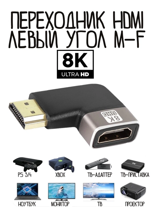 HDMI adapter o‘tkazgich 8K UHD – Mini / Micro / 90° burchakli