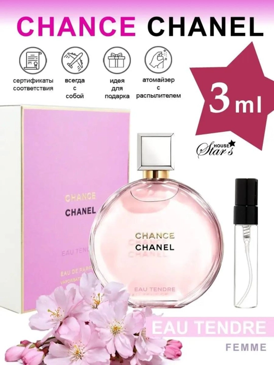 Parfyumlangan suv ayollar uchun Chanel Chance Eau Tendre