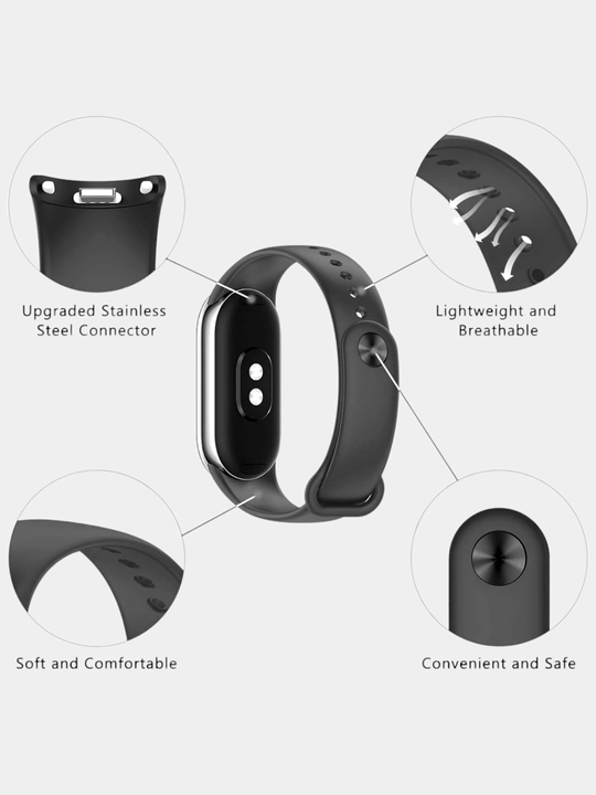 Silikonli tasmalari Xiaomi Mi band 8 va Xiaomi Mi band 9 soatlar uchun