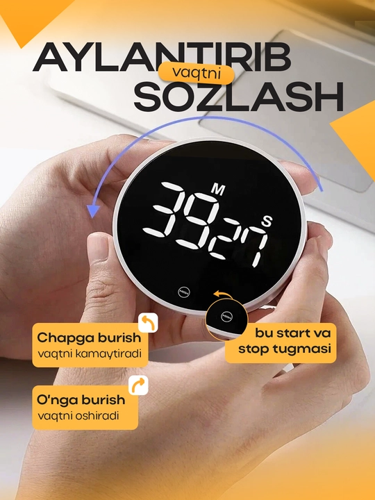 Elektron taymer soat, oshxona taymeri, pomidor taymer, sekundomer