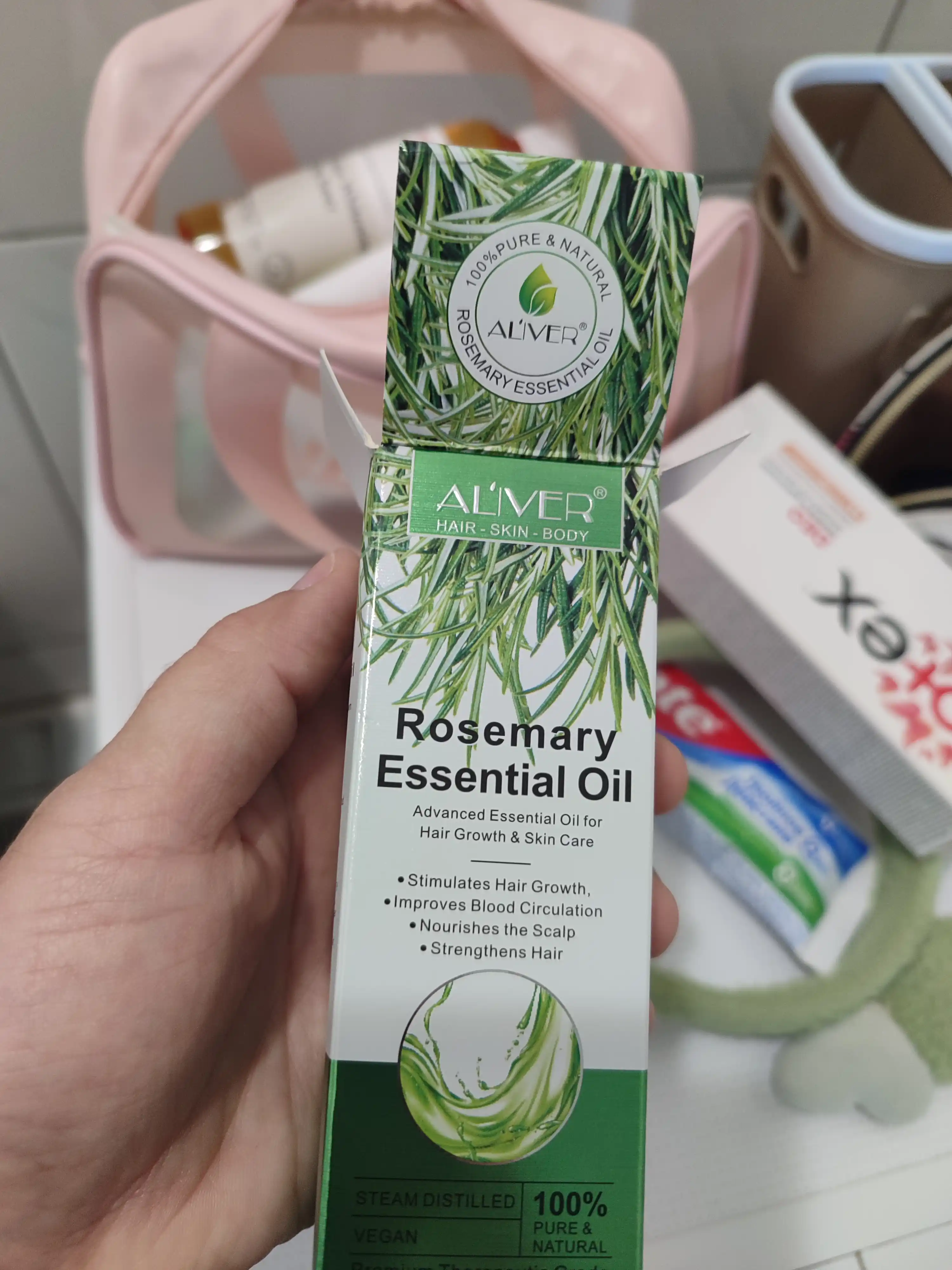 Soch, soqol, tirnoq, teri, kipriklar, o‘sish uchun rozmarin moyi, 17 xil, 60 ml