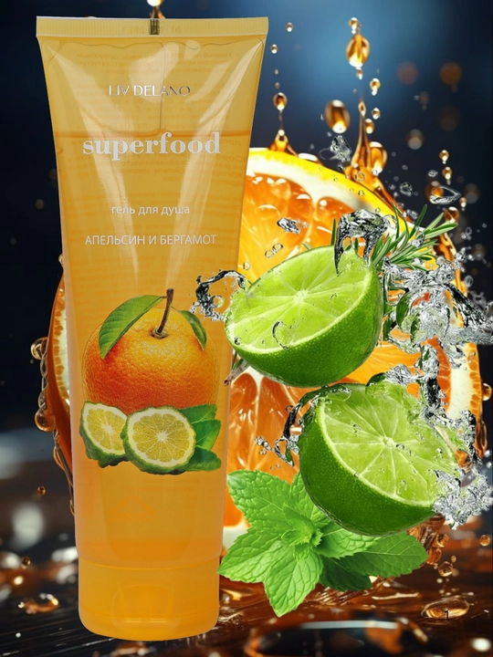 Dush uchun gel, apelsin va bergamot, 250 ml, parvarish