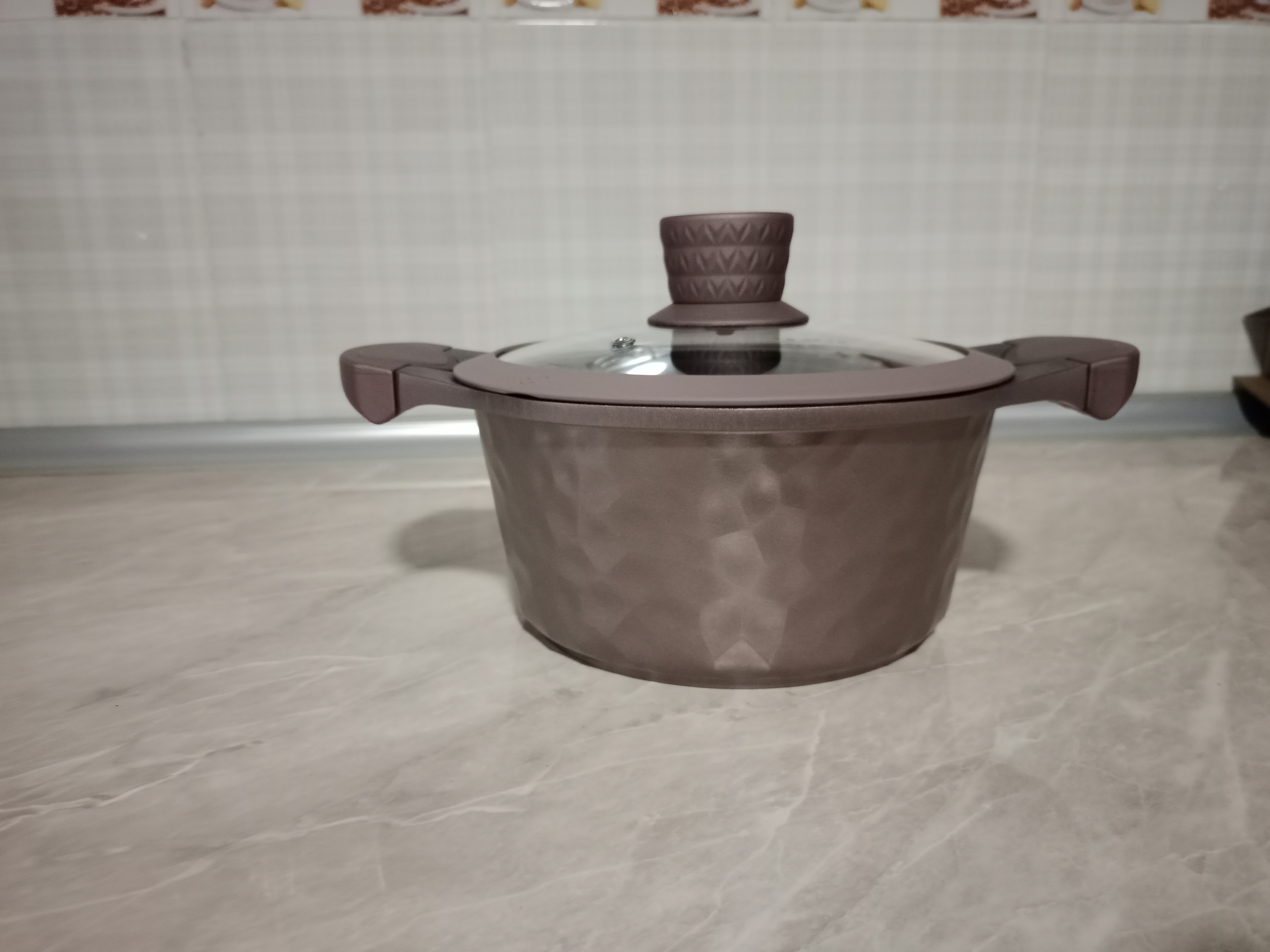 Кастрюля со стеклянной крышкой с антипригарным покрытием, 15004 O.M.S марка