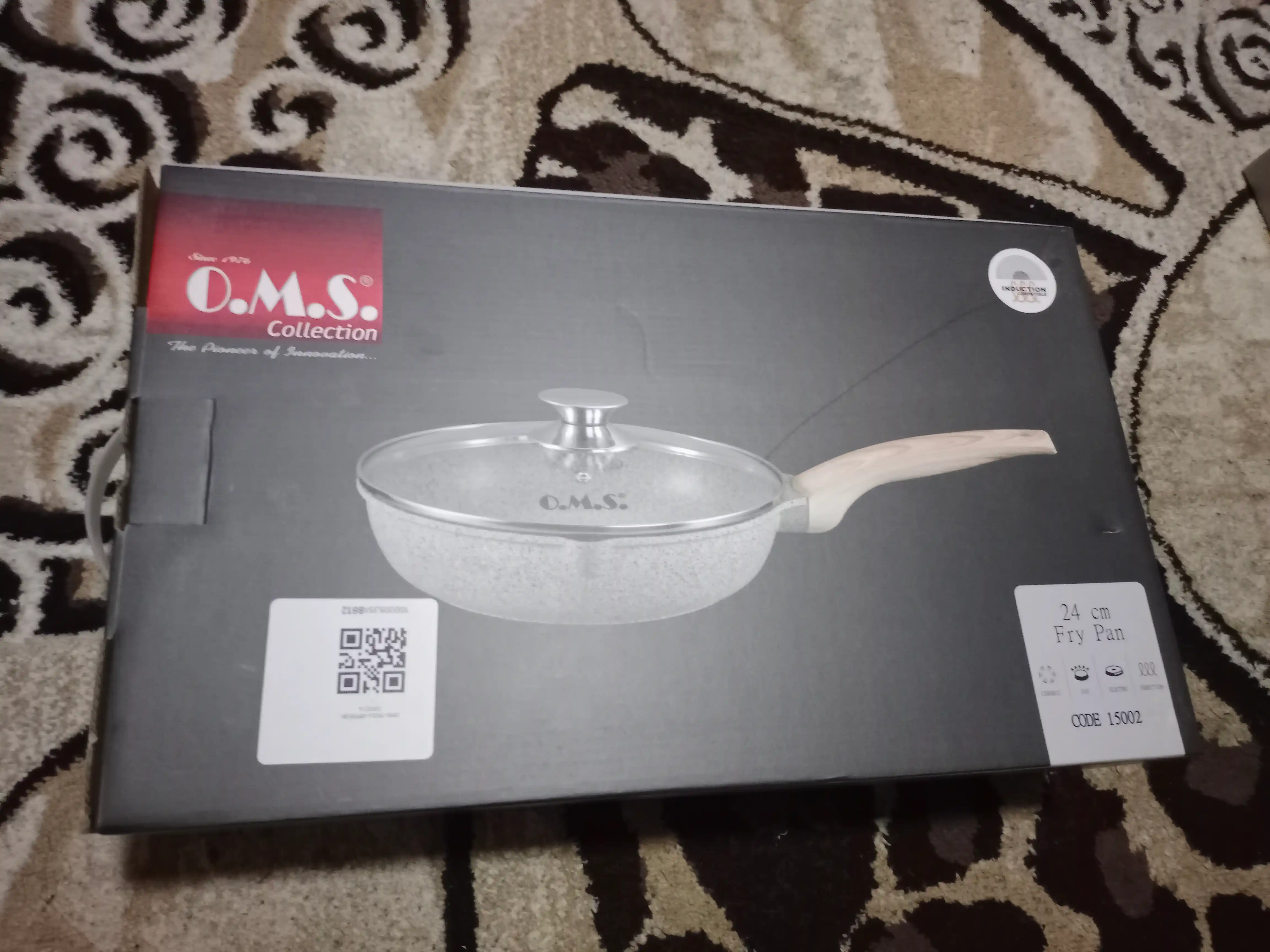 Granitdan yasalgan, yonishga qarshi qoplamali va O.M.S 15002 qopqoqli tova