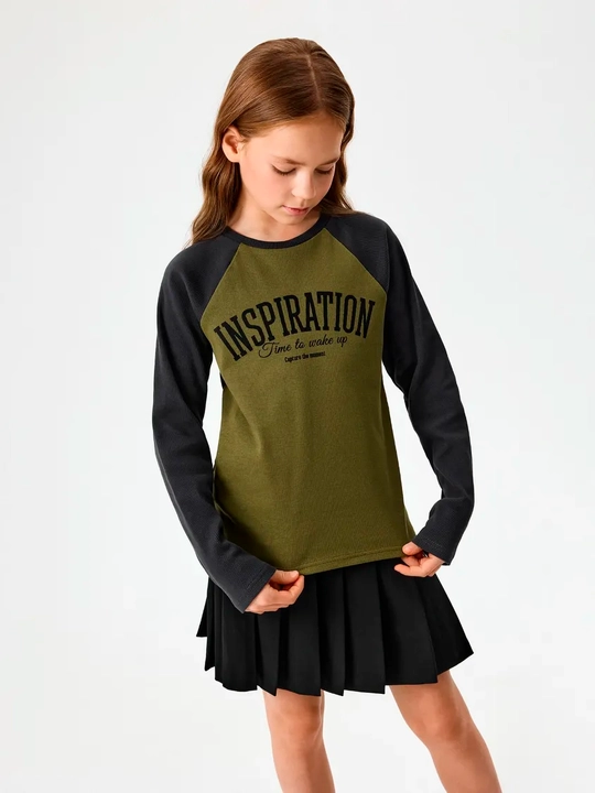 Детский лонгслив, футболка с длинным рукавом для девочки NEO хлопок