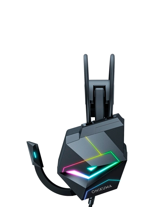 Onikuma X20 7.1 Virtual qora, mikrofonli va yoritgichli geymer quloqchinlari, USB/AUX 3.5 mm