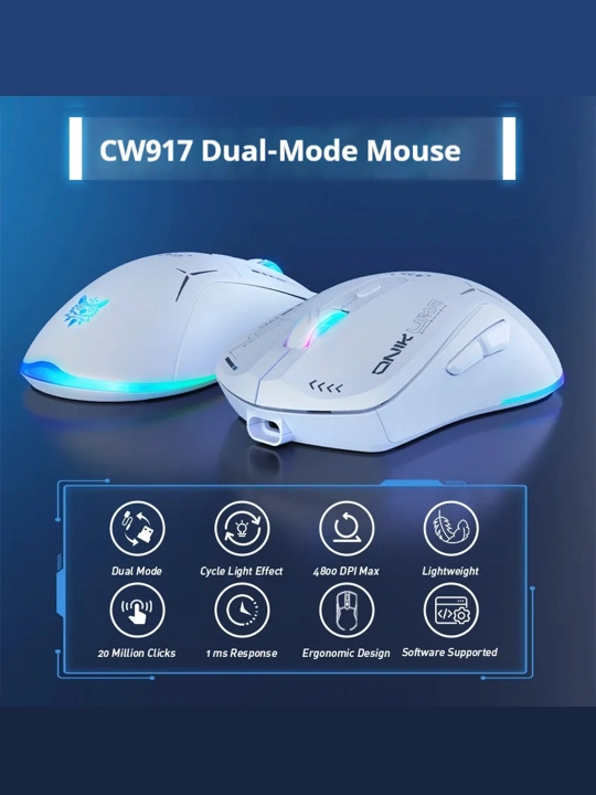 Onikuma cw917 simsiz o'yin sichqonchasi, 2,4 G, 6 tugma, sozlanishi DPl