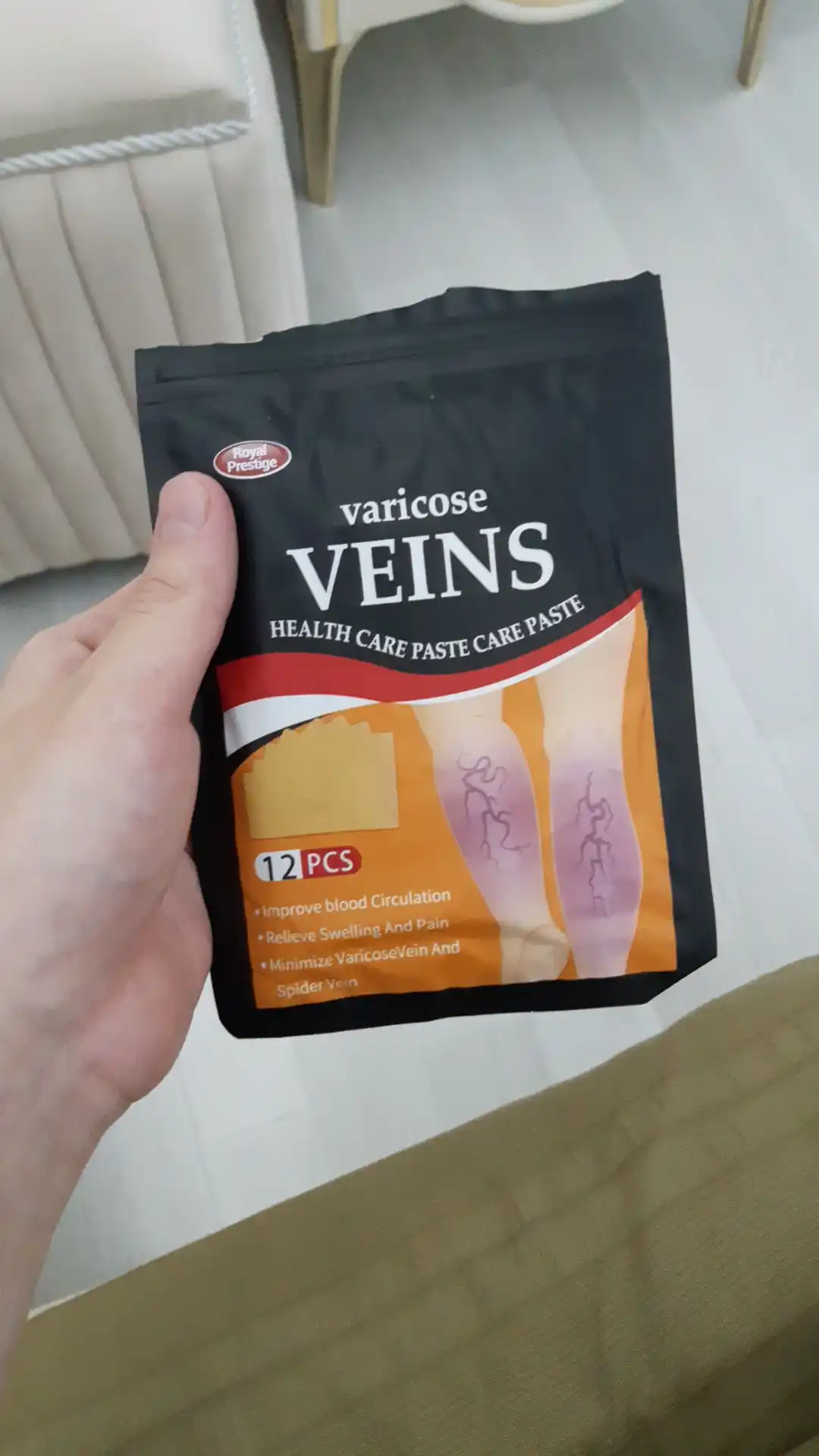 Varikoz tomirlaridan oyoqlar uchun Veins, og'riq qoldiruvchi plastirlar, 12 dona