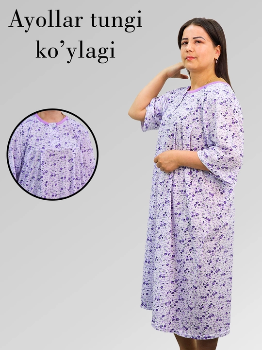 Ayollar tungi ko'ylagi, 100% paxtadan - 