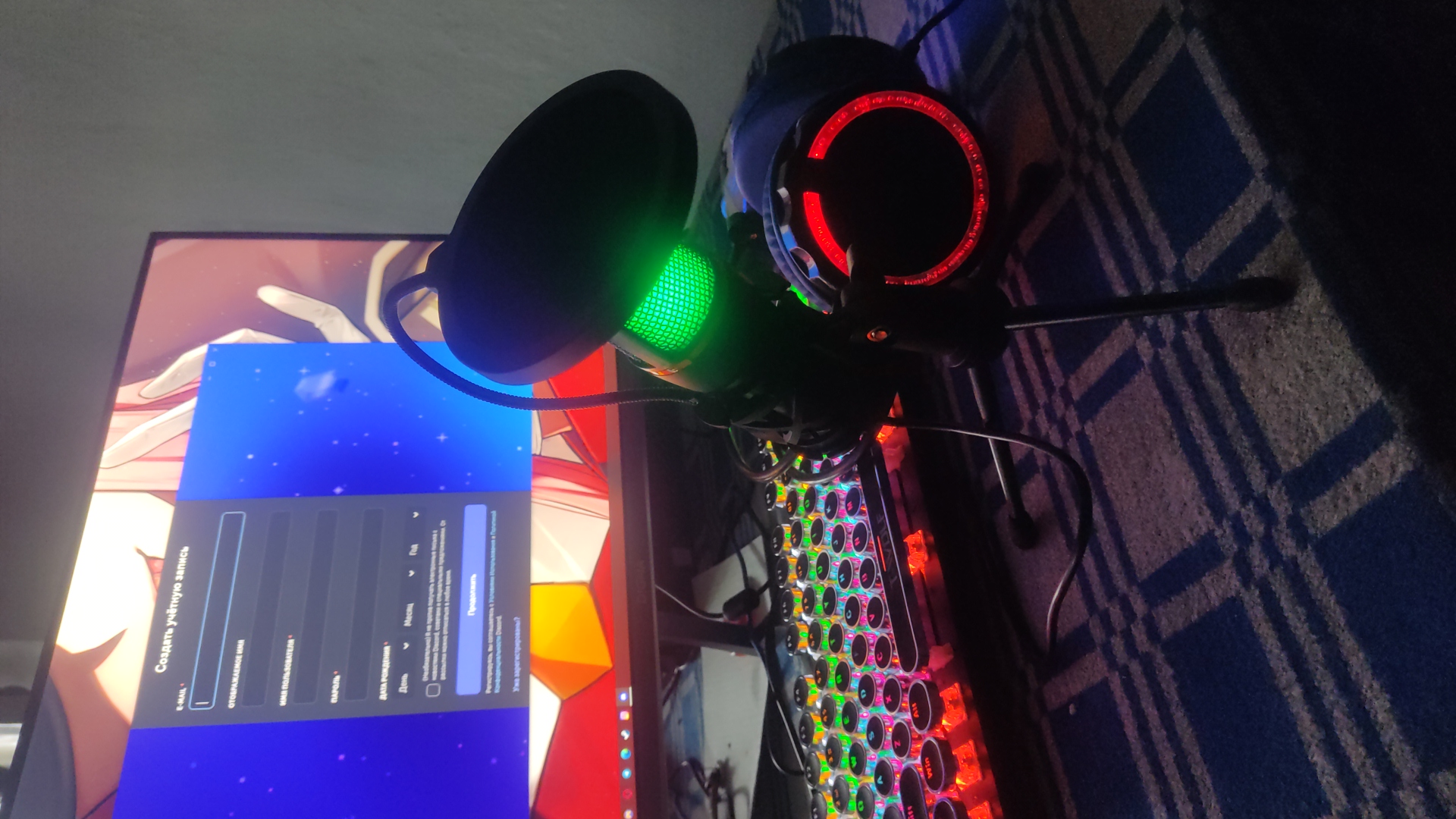 Микрофон игровой для компьютера, USB микрофон с RGB подсветкой, проводной, конденсаторный