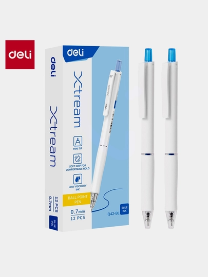 Шариковая ручка Deli X-tream Q42-BL, 0.7 мм, синие чернила, 3 шт — ДЕЛИ-P189232