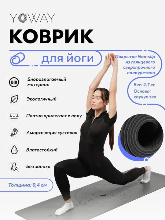 Коврик для йоги и пилатеса с non - slip покрытием из полиуретана