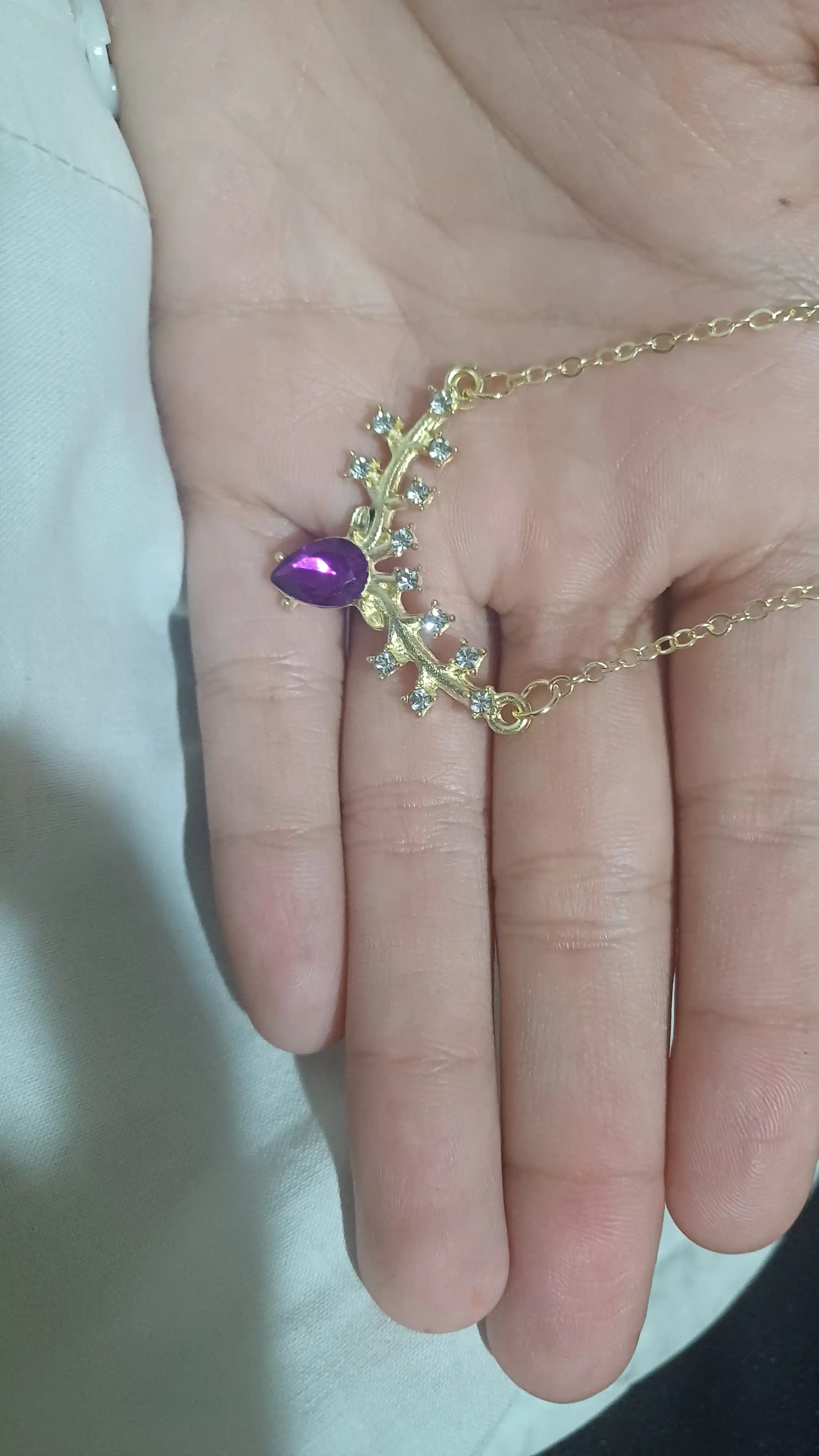 Ayollar marjoni, tilla rang, billur oq ko'k tosh, vintage taqinchoq zanjir