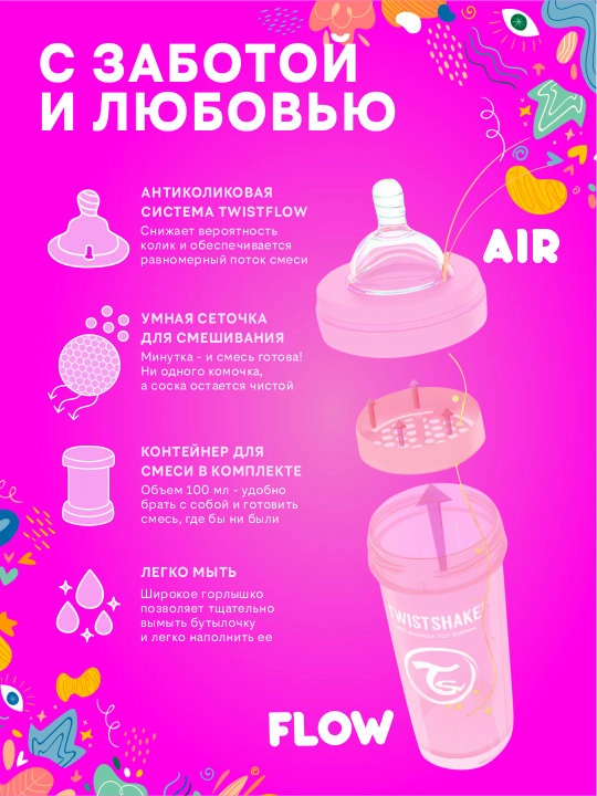 Twistshake antikolik shishasi, 180 ml va 260 ml