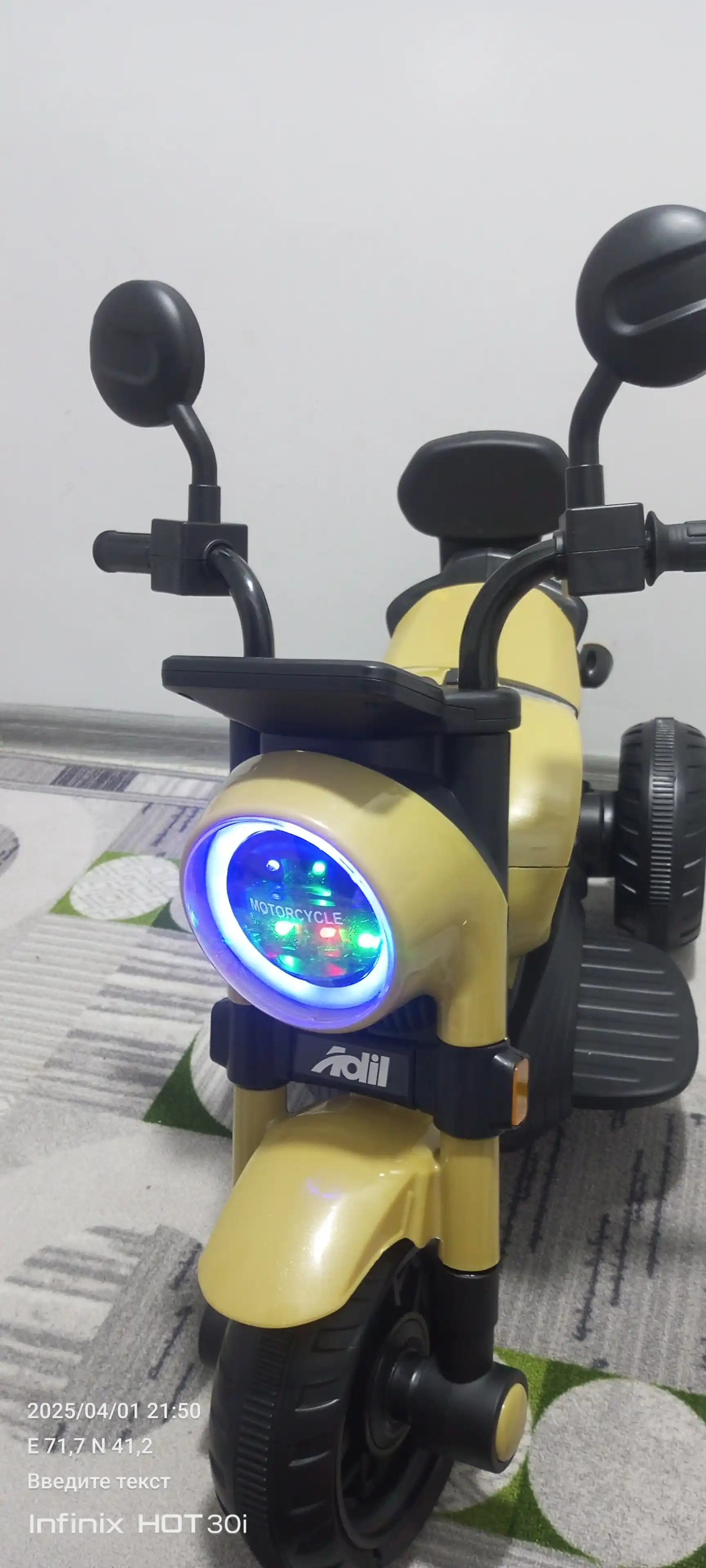 Elektr mototsikl bolalar uchun, akkumulyatorli