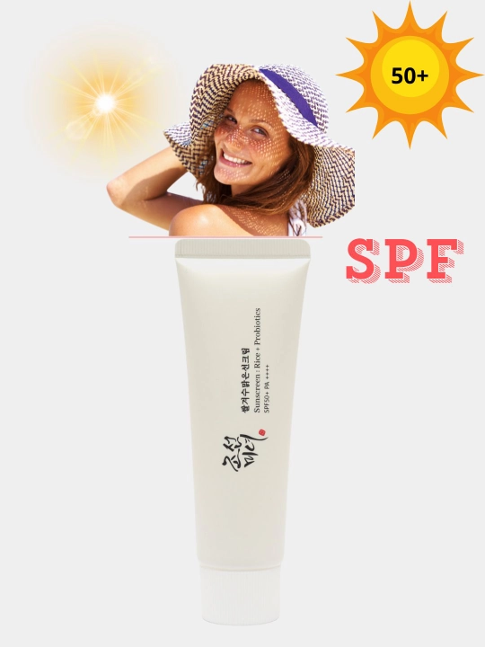 Quyoshdan himoyalovchi SPF 50+ kremi, ko‘k choy ekstrakti, probiotiklar bilan, 50 ml