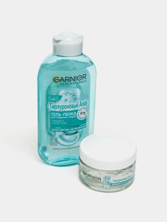 Garnier sovg'a to'plami, aloe ko'pikli jel, 200 ml + aloe gel kremi, 50 ml