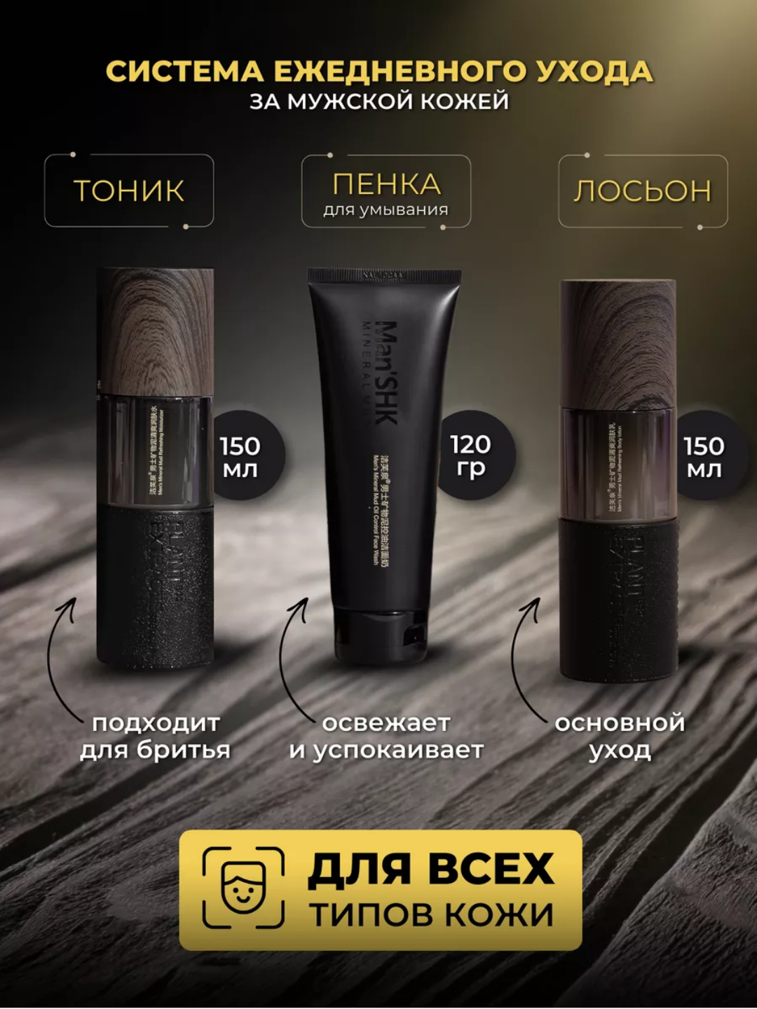 Набор подарочной мужской косметики Man'SHK, уход за лицом