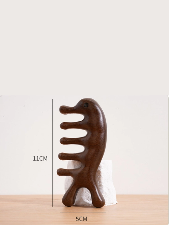 Деревянный массажер гребень, для головы и лица, гуаша