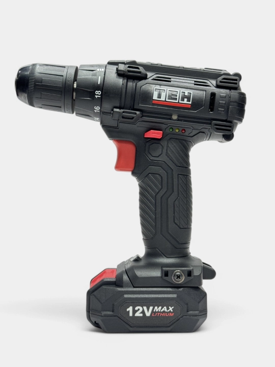 Akkumulyatorli shurup buragich TEH TDLI212S, ixcham, 12V - TEH, 1350 aylanish/min, 1.5 Ah