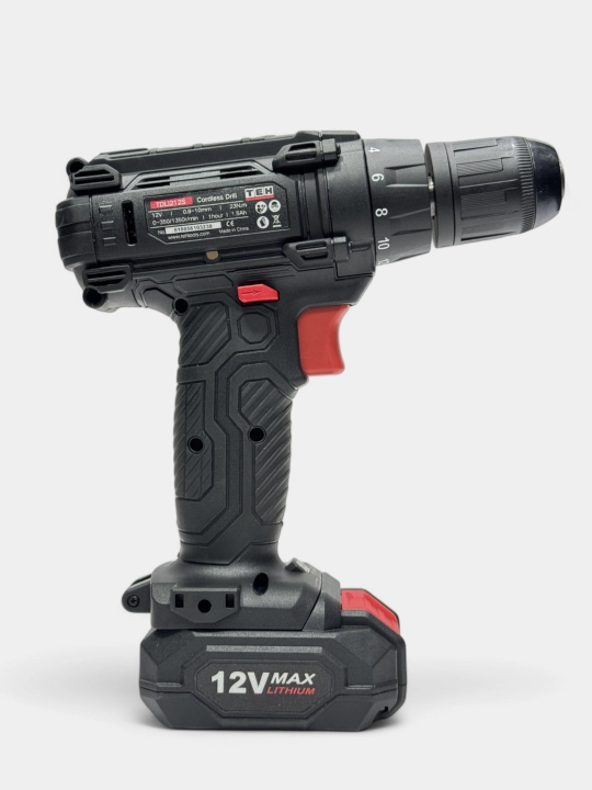 Akkumulyatorli shurup buragich TEH TDLI212S, ixcham, 12V - TEH, 1350 aylanish/min, 1.5 Ah