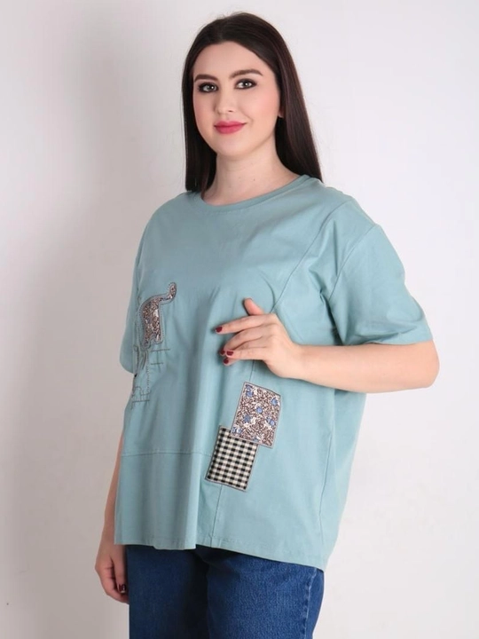 Женская футболка из хлопка, свободный крой, универсальный размер, Azaly