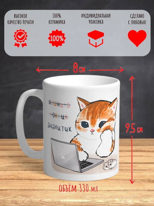 Кружка с котиками, для чая и кофе