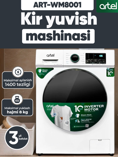 Автоматическая стиральная машина Artel ART-WM8001 инверторный 8 кг
