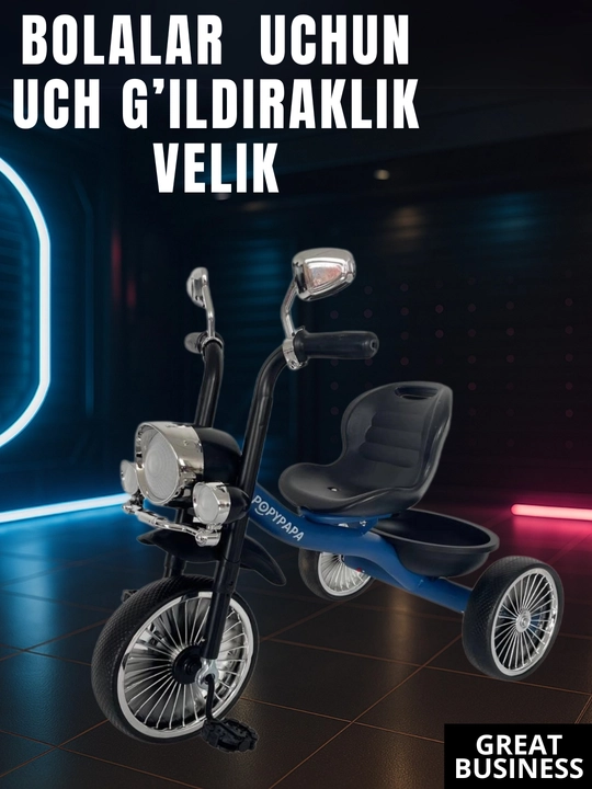 Bolalar uchun uch g'ildiraklik velik, velosiped - 